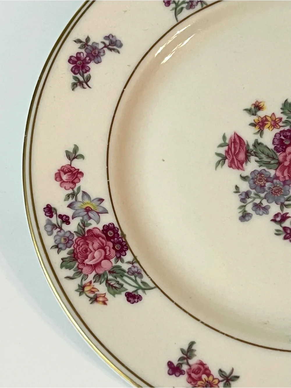 Set of 6 Theodore Haviland New York Arlington Dessert Plates Pink Purple Flowers